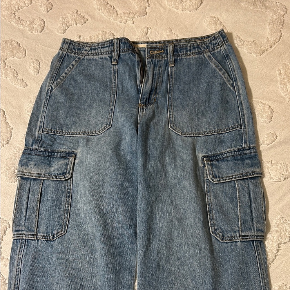 Altar’d State Blue Denim Cargo Pants